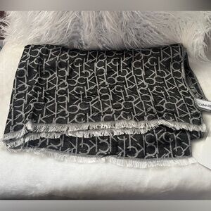 Calvin Klein Monogram Black and Gray Scarf